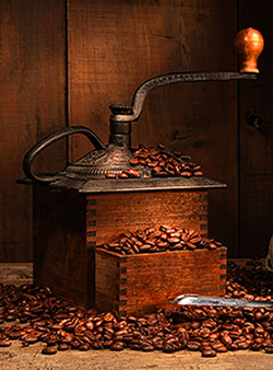 Coffee grinder and coffee beans image of Coffee grinder and coffee beans